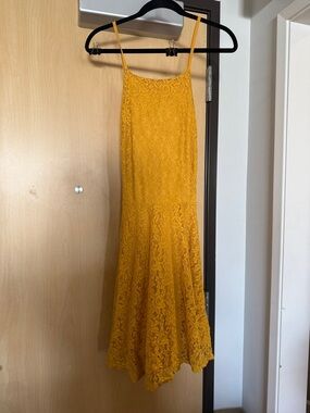 Forever 21 Mustard Yellow Lace Midi Dress